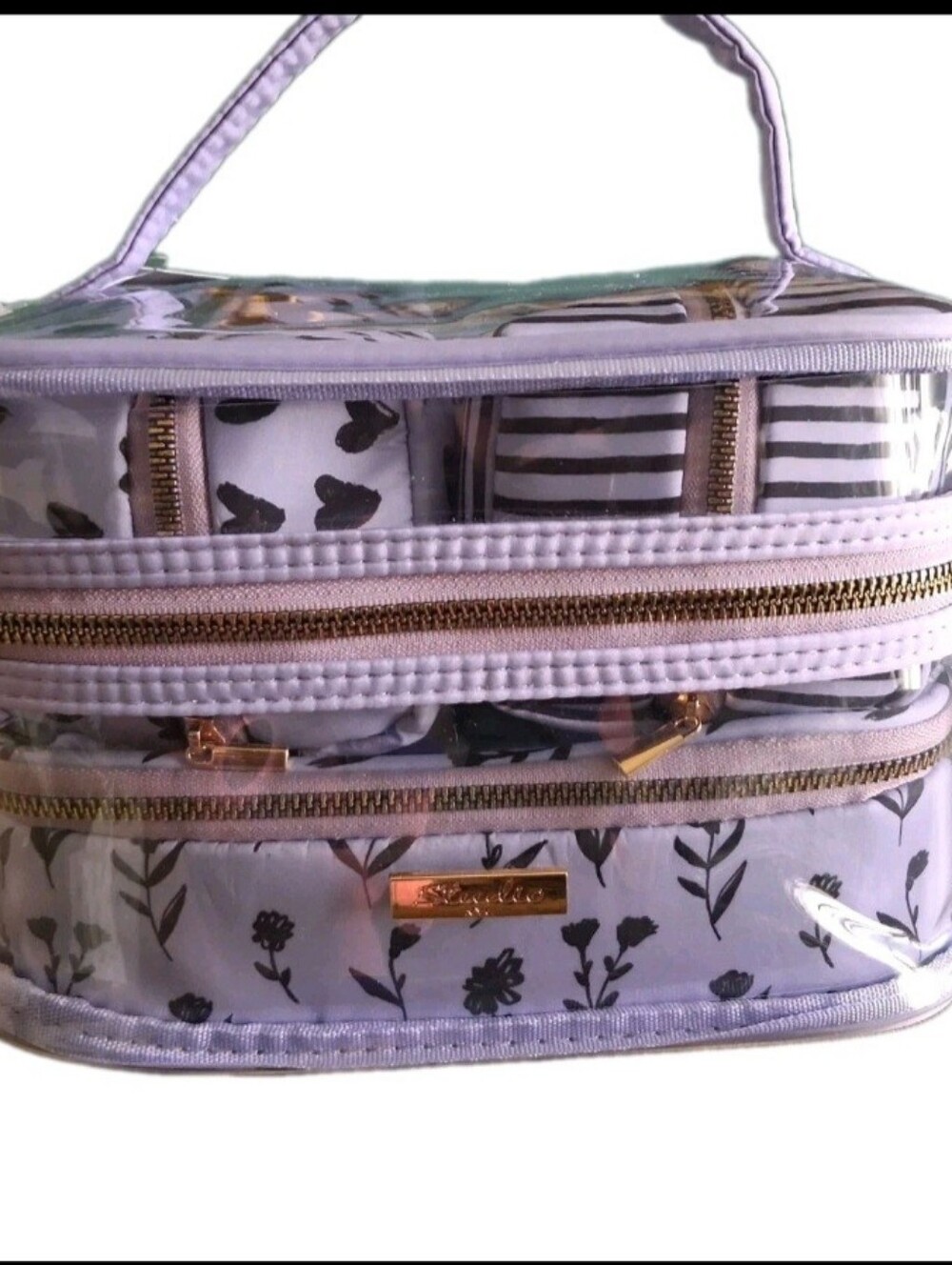 Studio NYC Lavender 4 Pc. Cosmetic Travel Organizer Clear Zippered Bag Set